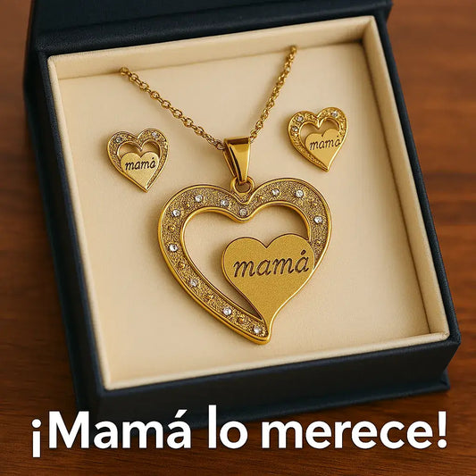 Collar Corazón de MAMÁ ❤ + Aretes Gratis🎁